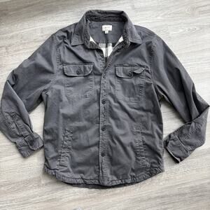 JACHS Men's L Gray Flannel Lined Shirt Jacket Elbow Patches